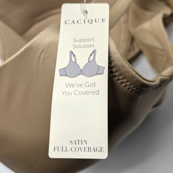 NEW! Lane Bryant Cacique Bra Smooth Satin Full Coverage U/W Size 38D Cafe Mocha - Picture 4 of 10